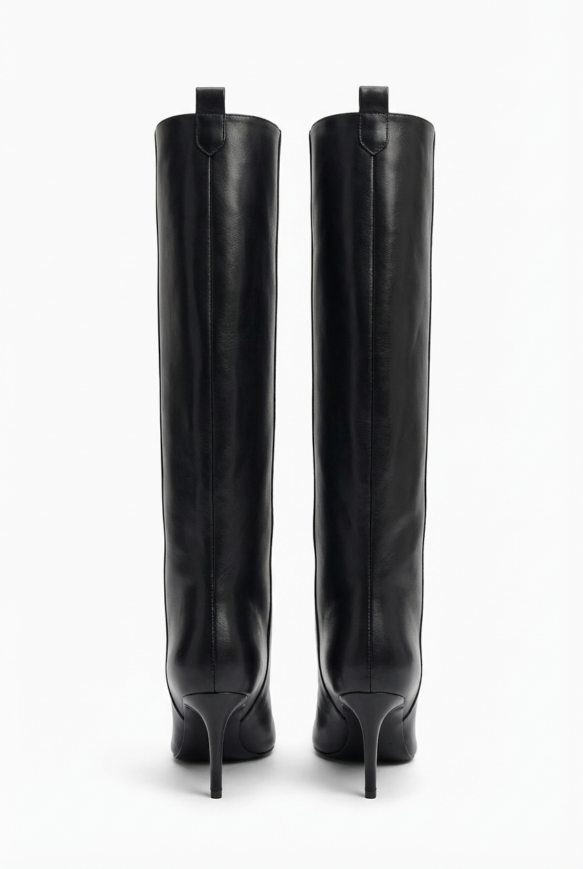 Botte haute noir Synthétique Femme - Bout pointu, talon fin