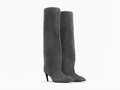 Botte haute gris Daim Synthétique Femme - Talon fin