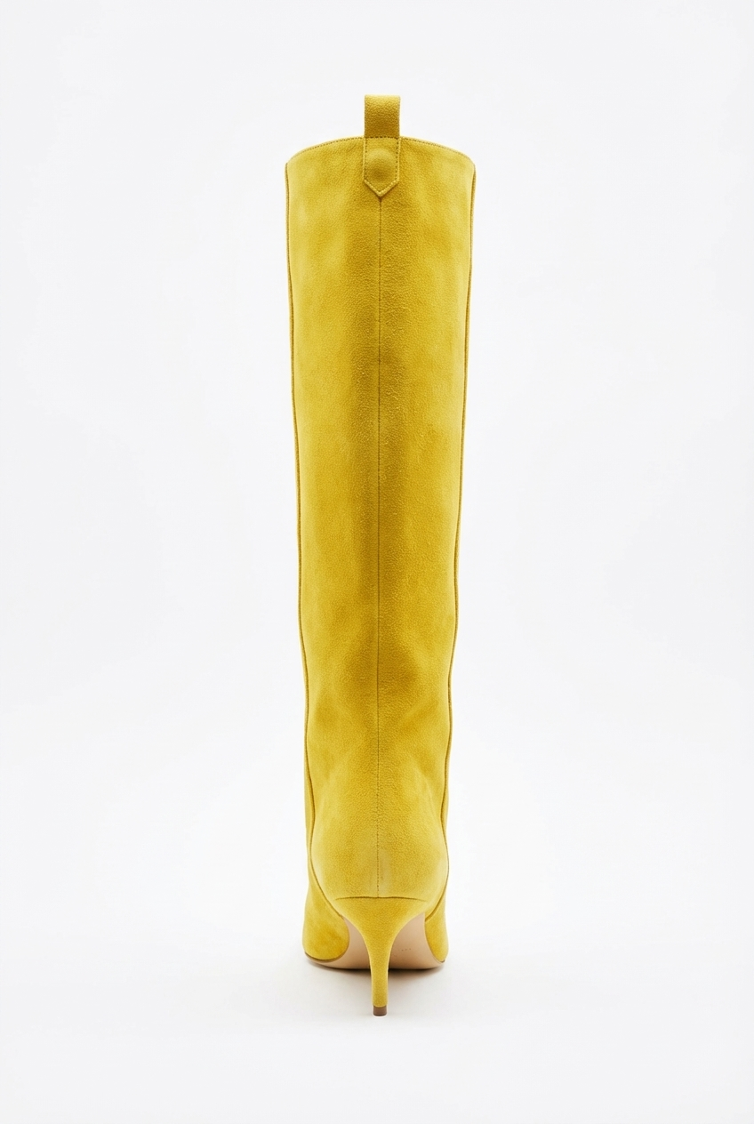 Botte haute jaune Daim Femme - Talon haut