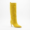 Botte haute jaune Daim Femme - Talon haut