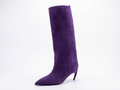 Botte haute violet Daim Synthétique Femme - Talon fin incurvé
