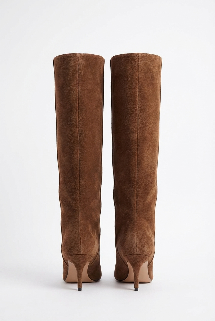 Botte haute marron Daim Synthétique Femme - Talon aiguille