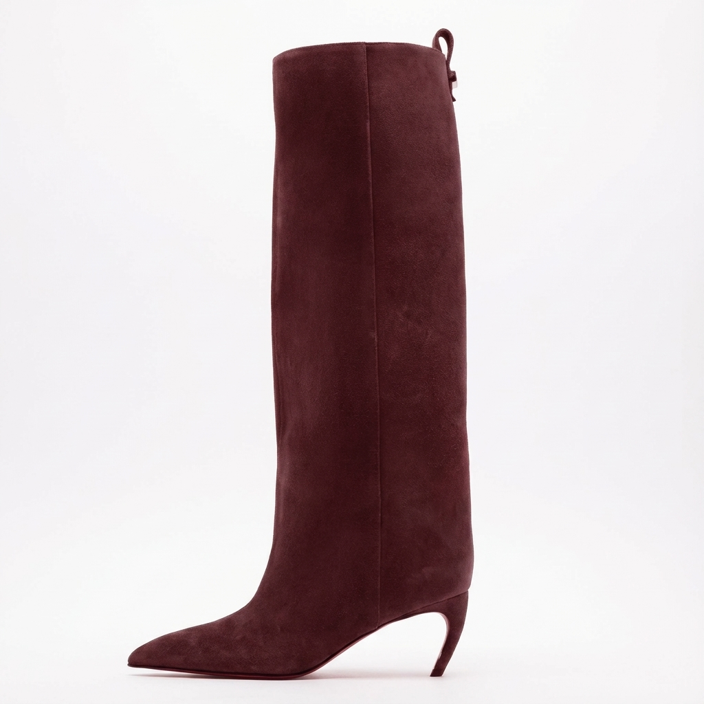 Botte haute marron foncé Daim Femme - Talon aiguille