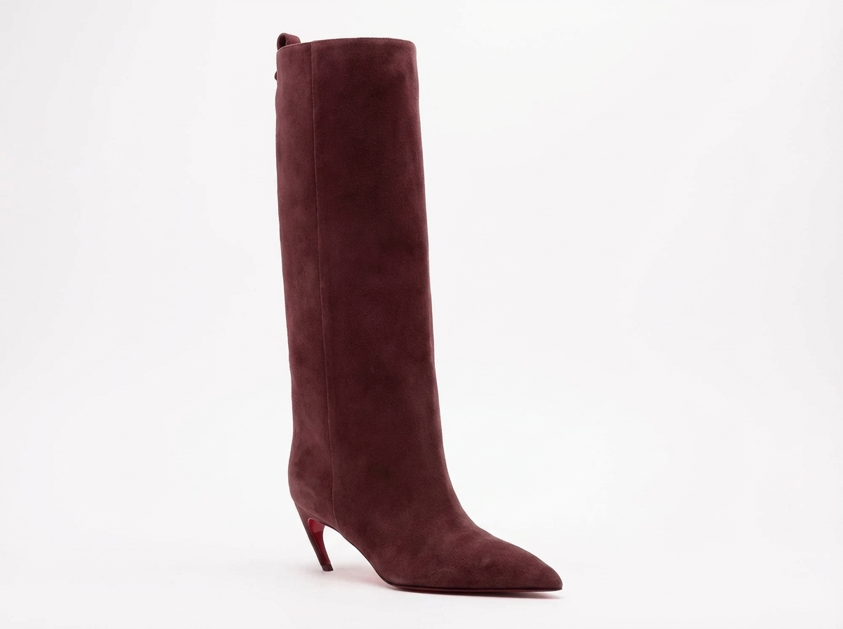 Botte haute marron foncé Daim Femme - Talon aiguille