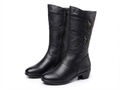 Santiag mi-haute noir Simili Cuir Femme - Boucles métalliques, bout arrondi