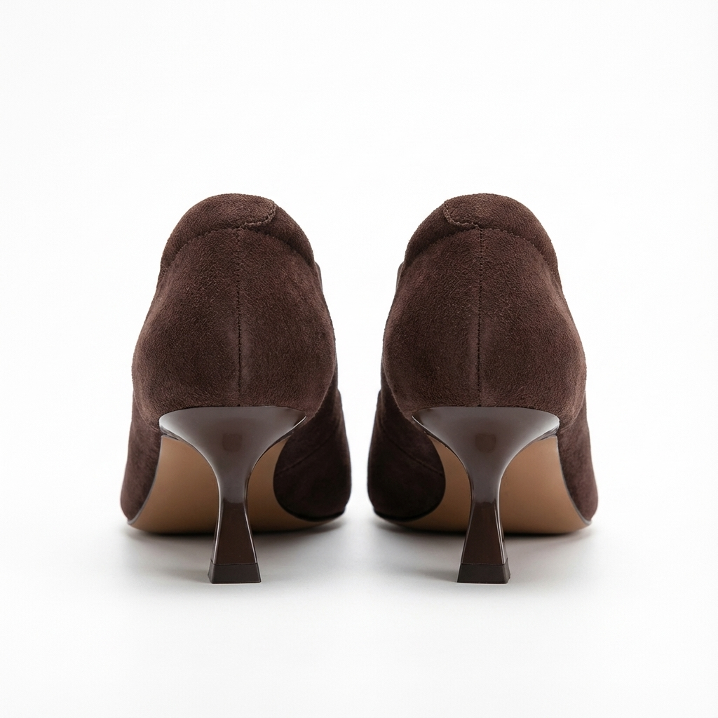Bottine à talon marron foncé Daim Synthétique Femme - Talon aiguille