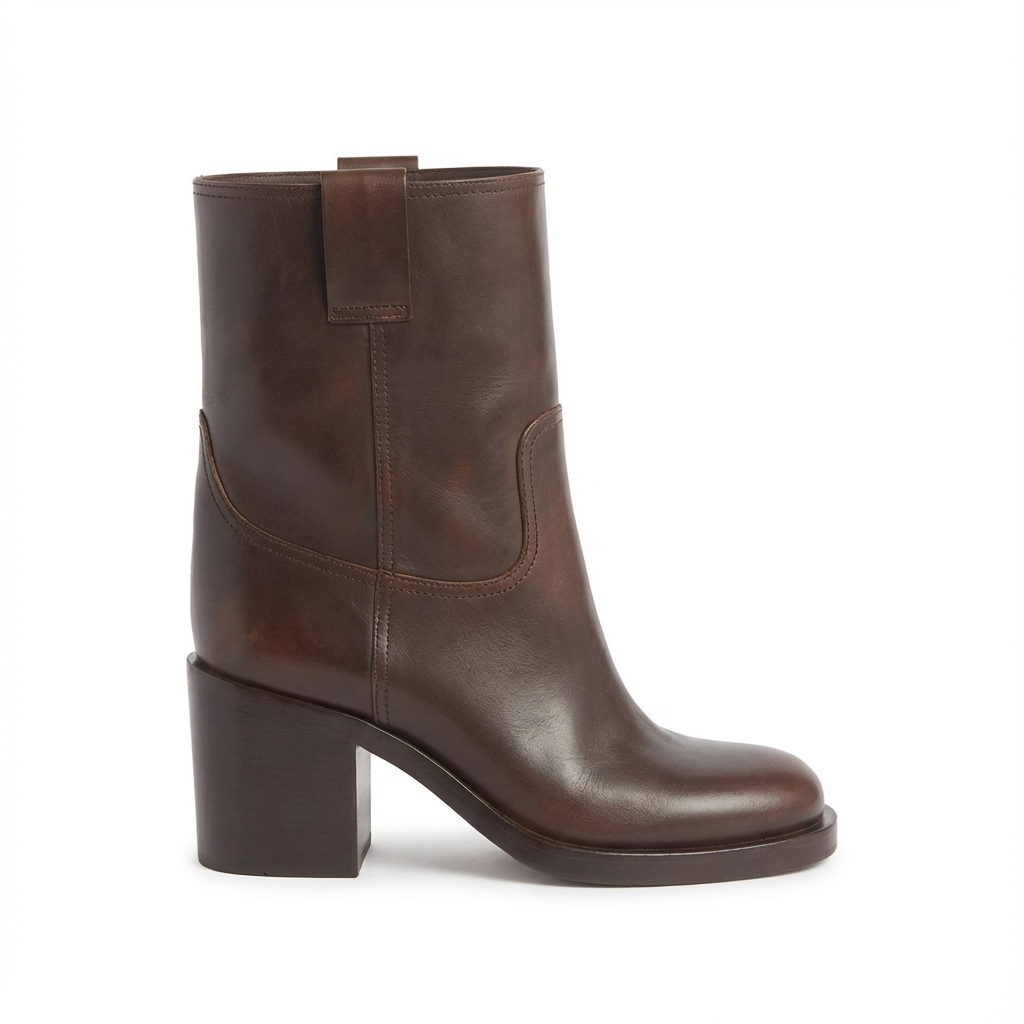 Bottine haute marron foncé Cuir Femme - Zip