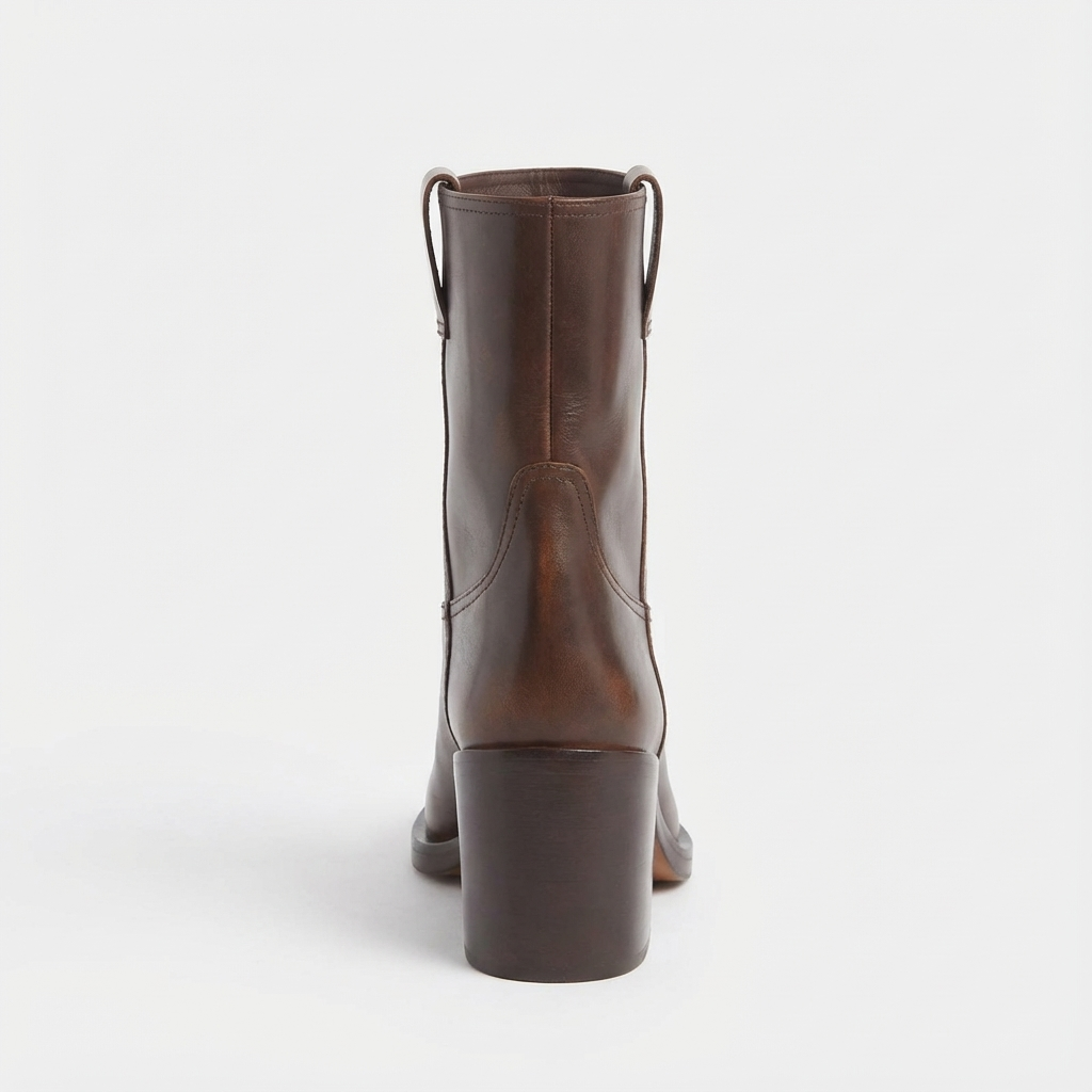 Bottine haute marron foncé Cuir Femme - Zip