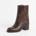 Bottine haute marron foncé Cuir Femme - Zip
