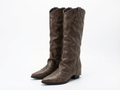 Santiag mi-haute marron Synthétique Femme - Clous, bout pointu