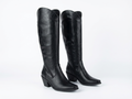 Santiag haute noir Simili Cuir Femme - Broderies ton sur ton, talon cubain