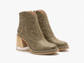 Santiag basse beige Simili Cuir Femme - Broderies et clous