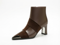 Bottine à talon marron foncé Cuir Femme - Bout pointu métallisé