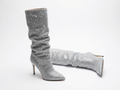 Botte haute argenté Daim Synthétique Femme - Paillettes