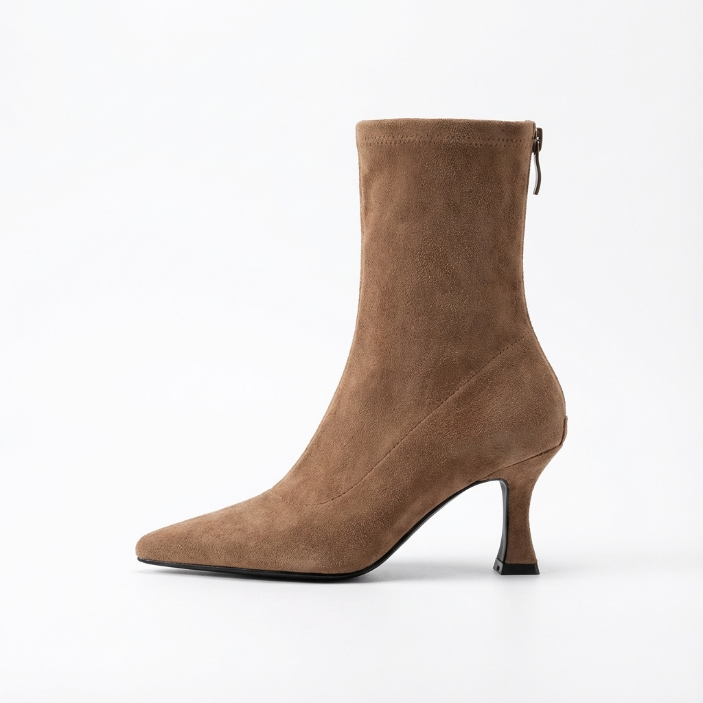 Bottine à talon marron Daim Femme - Style cowboy