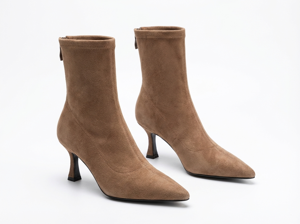 Bottine à talon marron Daim Femme - Style cowboy