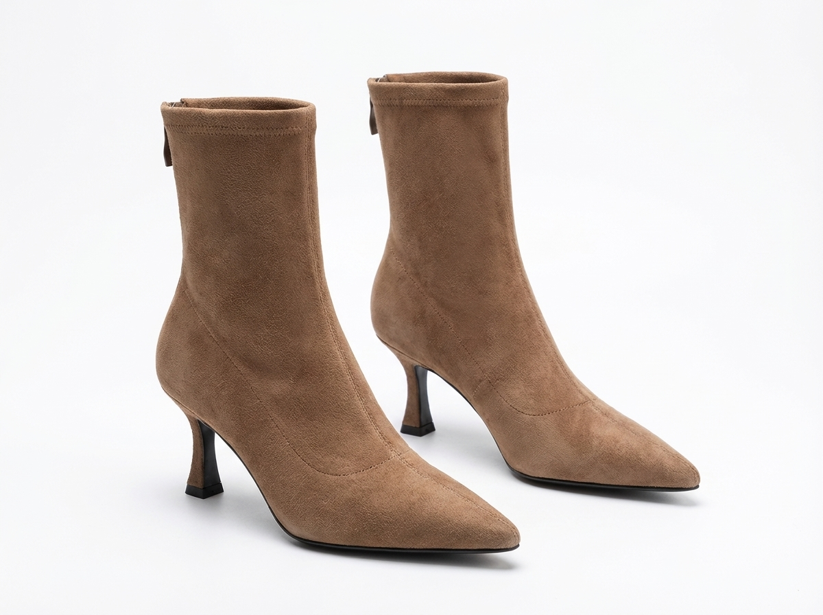 Bottine à talon marron Daim Femme - Style cowboy