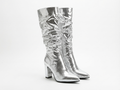 Botte basse argenté Simili Cuir Femme - Motif python