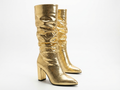 Botte haute doré Simili Cuir Femme - Motif python