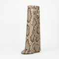 Botte haute beige Cuir Femme - Motif python