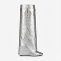 Botte haute argentée Cuir Femme - Style cowboy