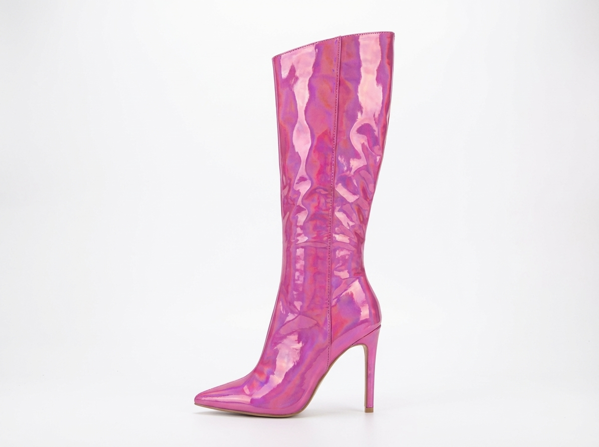 Botte haute rose Synthétique Femme - Brillant, talon aiguille