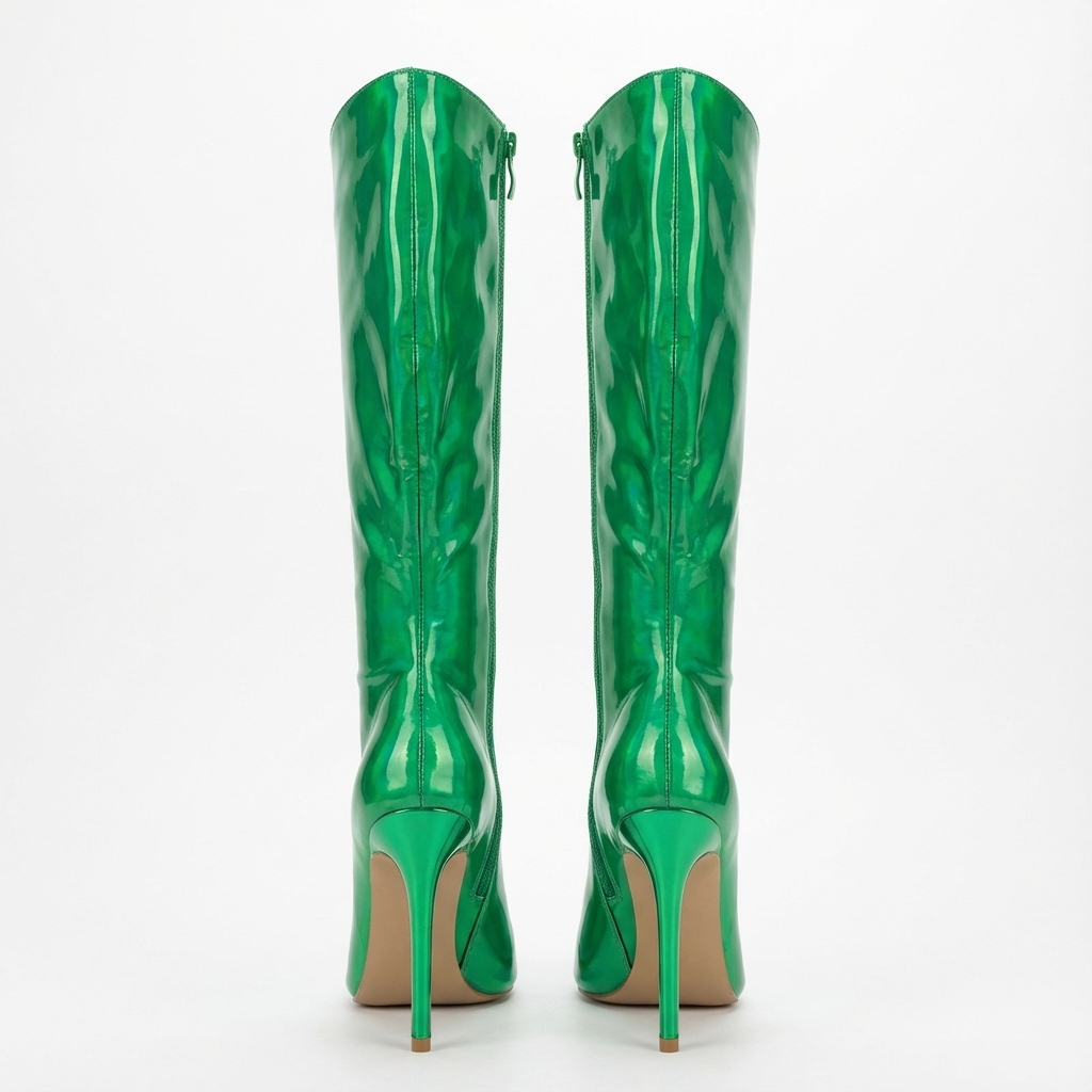 Botte haute vert Synthétique Femme - Effet métallisé