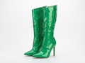 Botte haute vert Synthétique Femme - Effet métallisé
