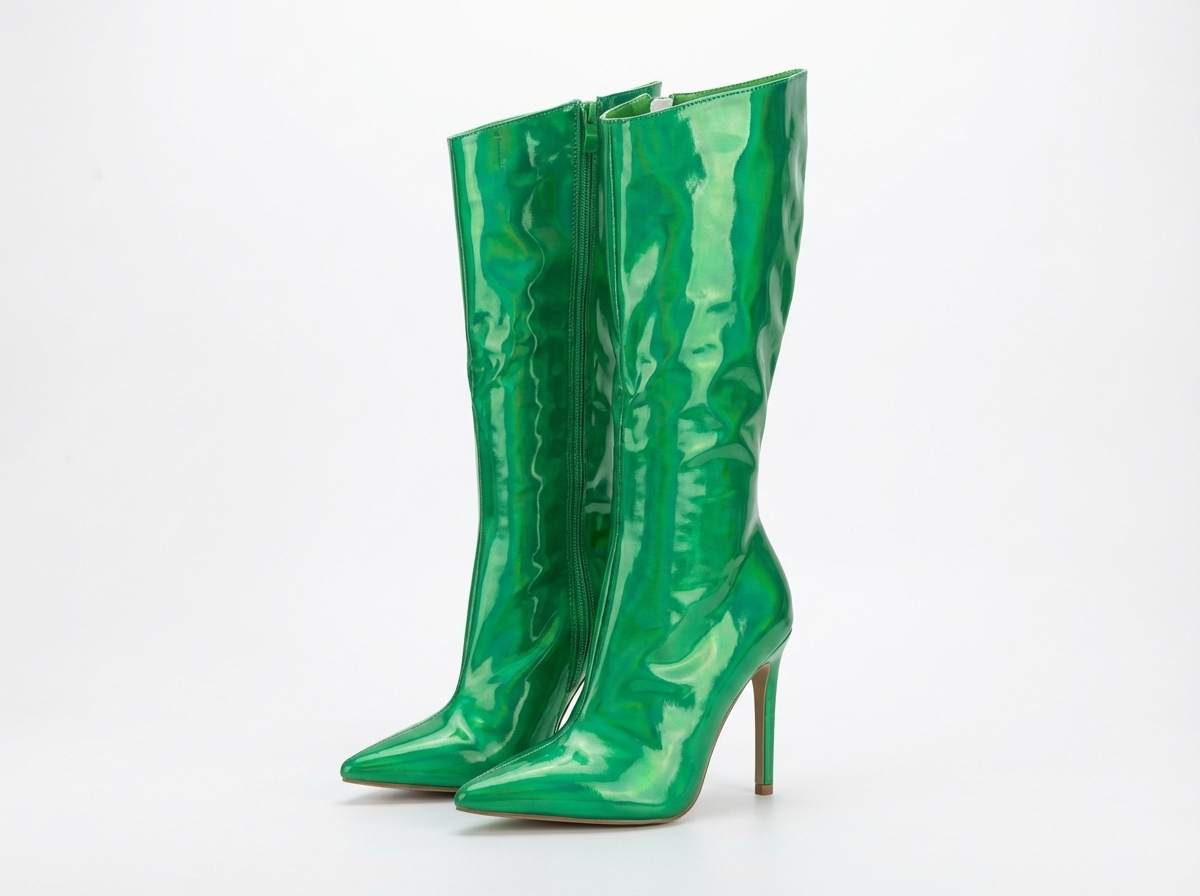 Botte haute vert Synthétique Femme - Effet métallisé