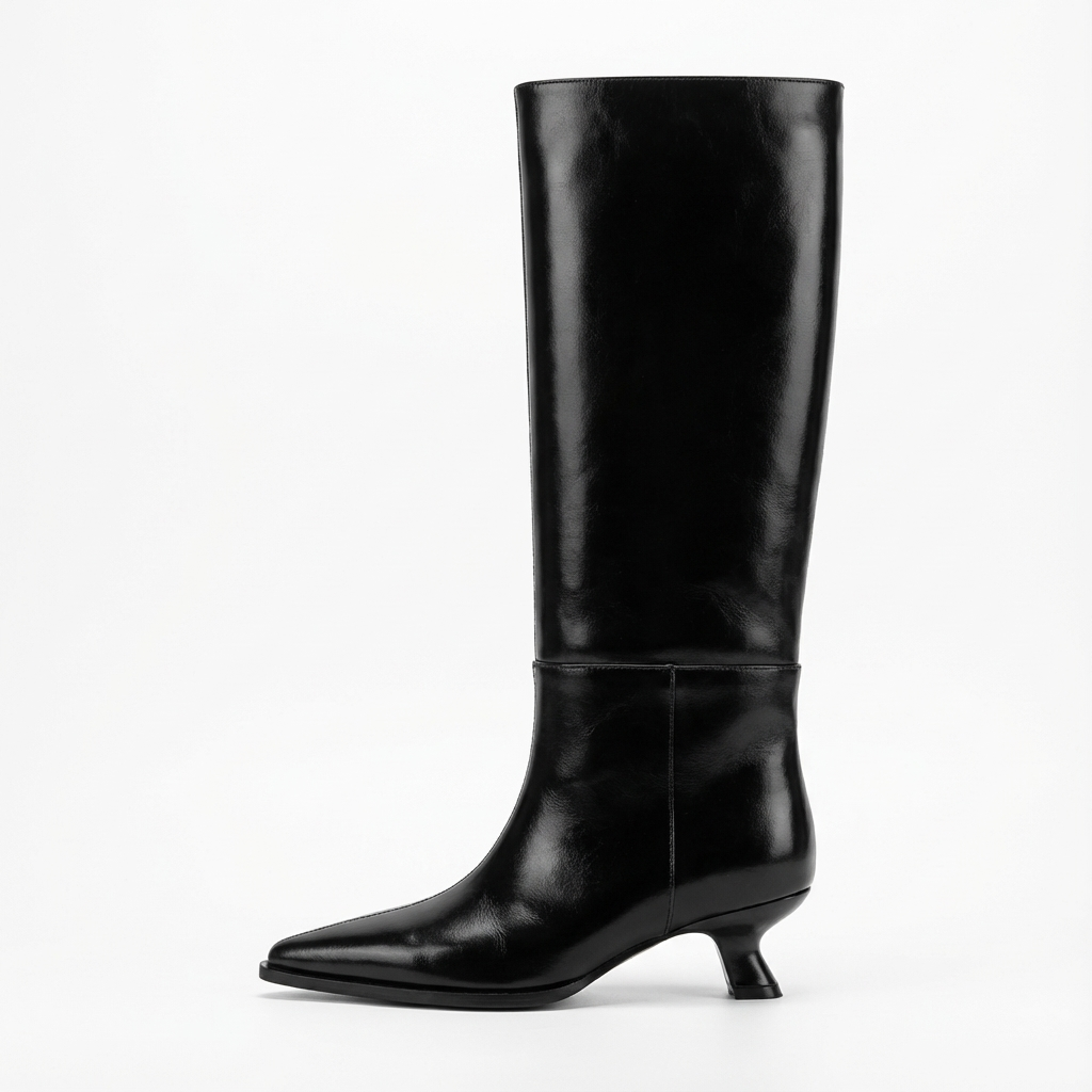 Botte haute noir Cuir Femme - Talon bas