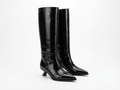 Botte haute noir Cuir Femme - Talon bas
