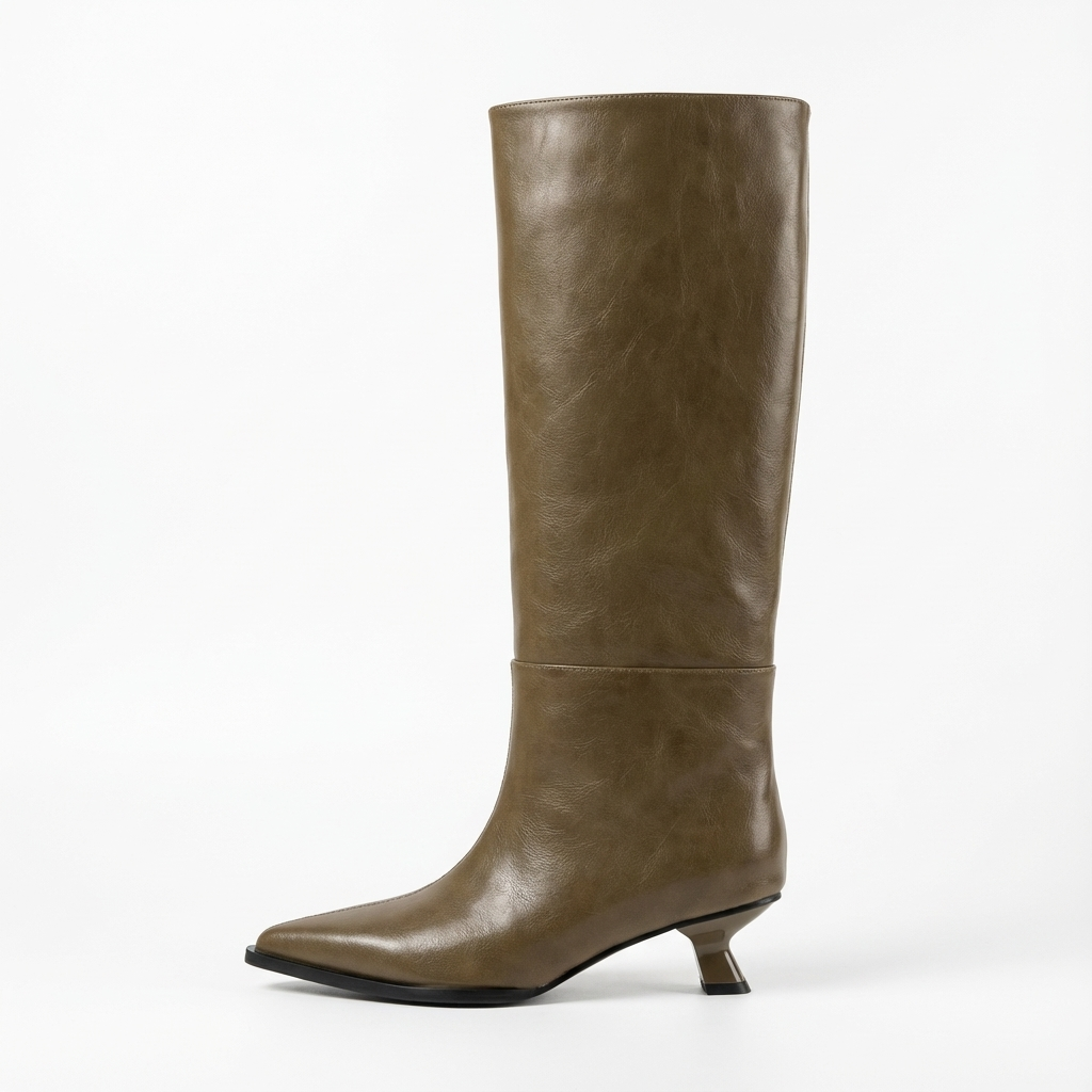 Botte haute marron foncé Cuir Femme - Cuir lisse