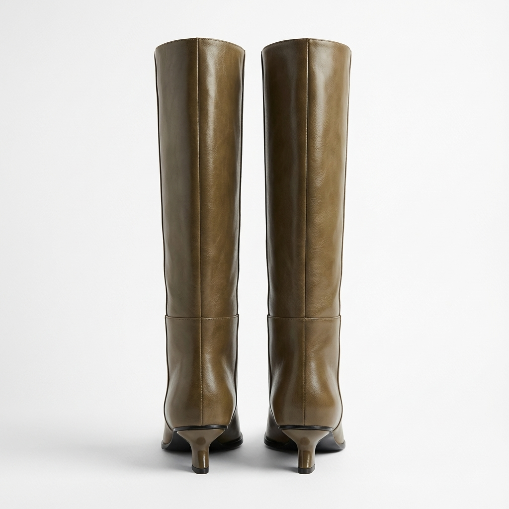 Botte haute marron foncé Cuir Femme - Cuir lisse