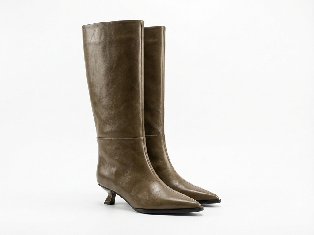 Botte haute marron foncé Cuir Femme - Cuir lisse