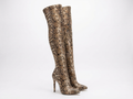 Botte haute marron clair Synthétique Femme - Motif python, talon aiguille