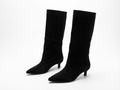 Botte haute noir Daim Synthétique Femme - Talon kitten, tige ajustée