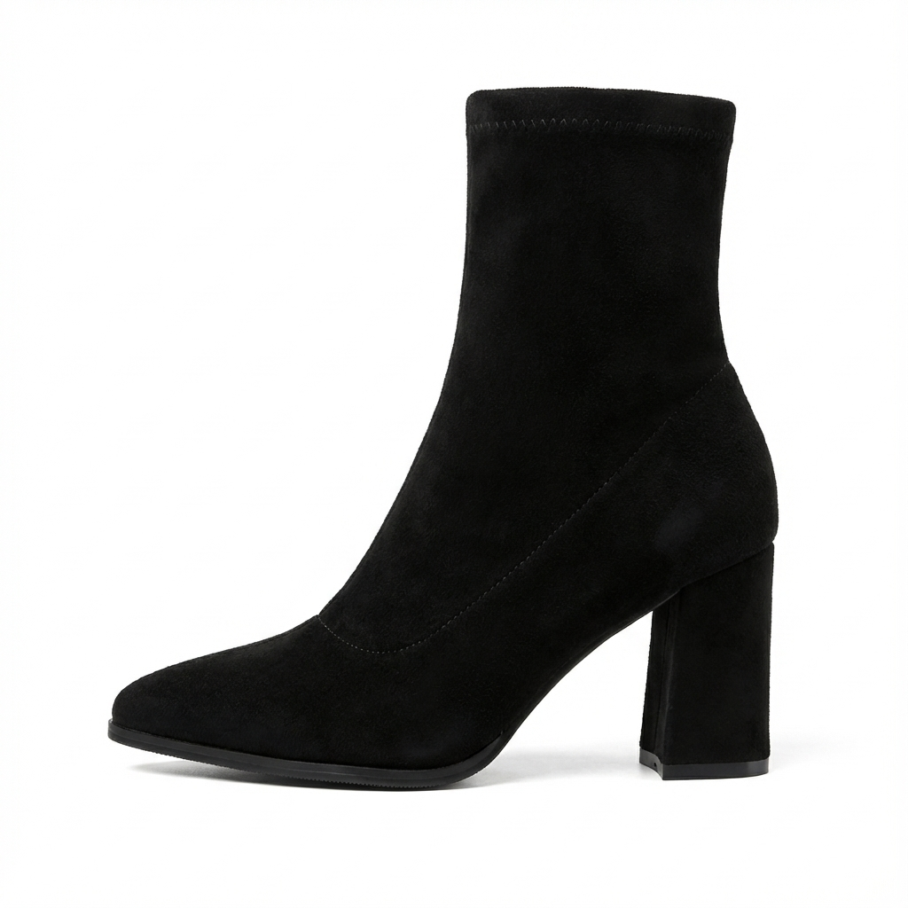 Bottine noir Daim Femme - Bout pointu