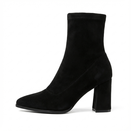 Bottine noir Daim Femme - Bout pointu
