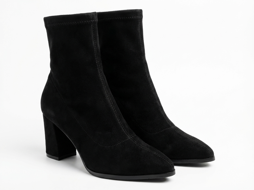 Bottine noir Daim Femme - Bout pointu