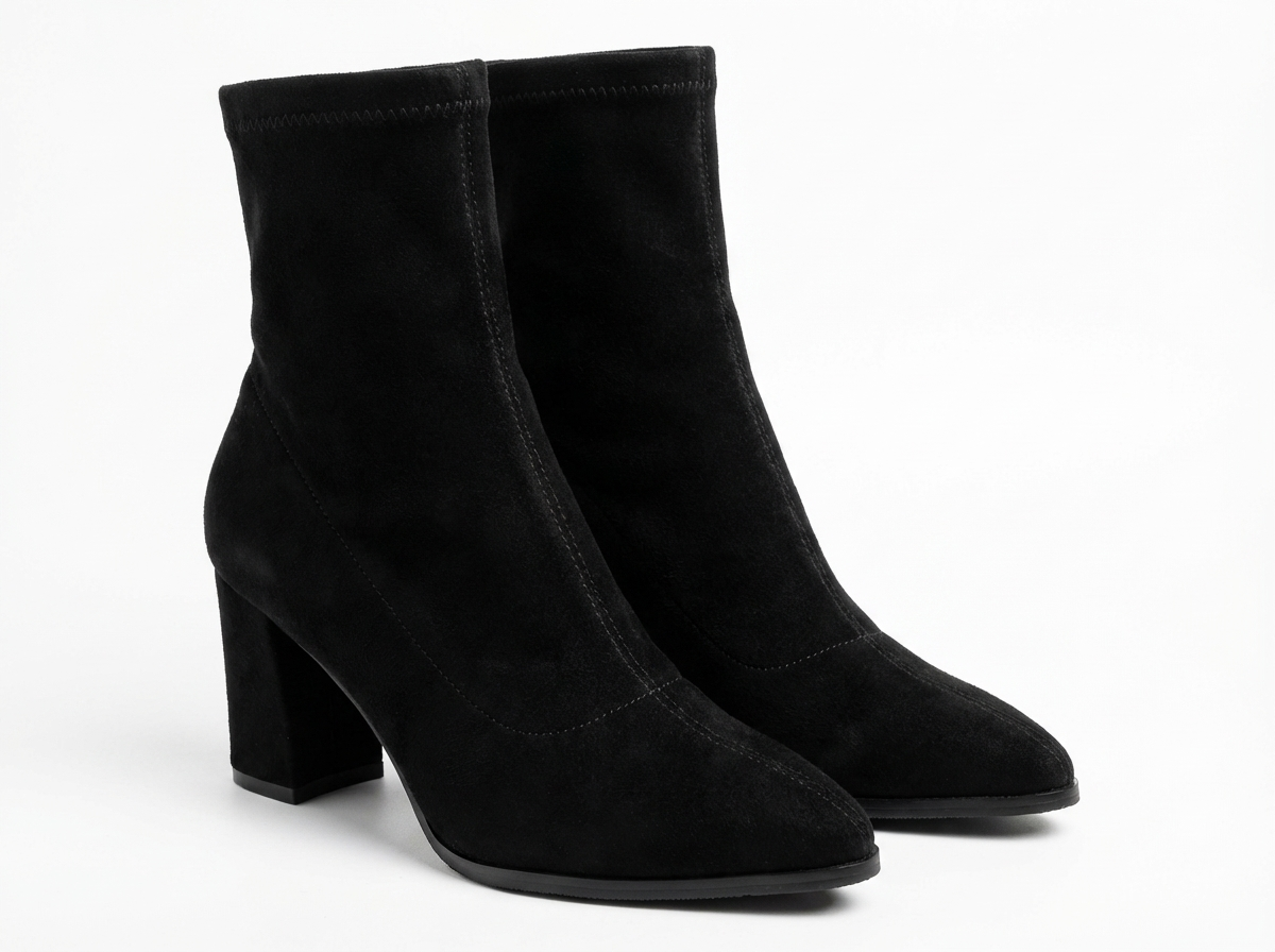 Bottine noir Daim Femme - Bout pointu