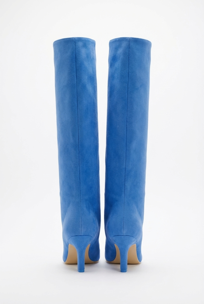 Botte haute bleu Daim Synthétique Femme - Sans ornement