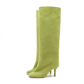 Botte haute vert Daim Synthétique Femme - Style épuré
