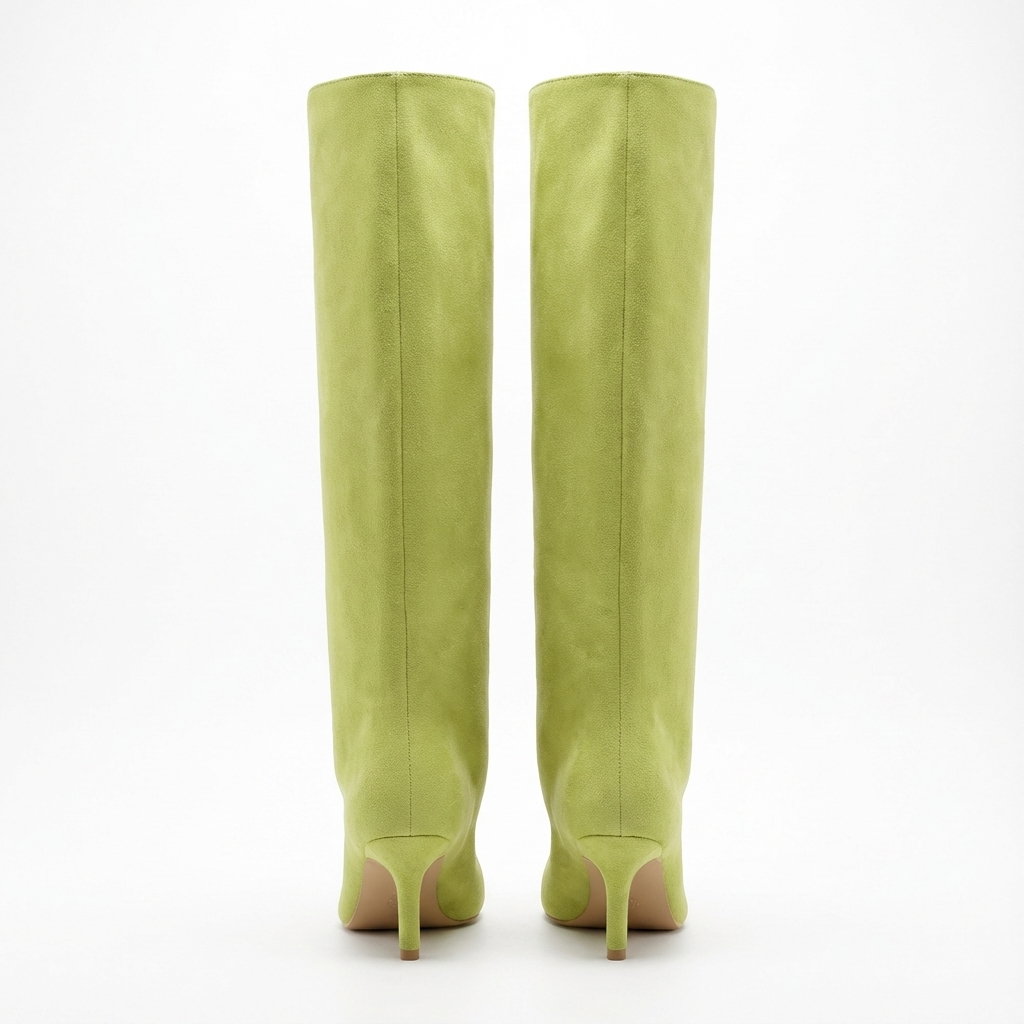 Botte haute vert Daim Synthétique Femme - Style épuré