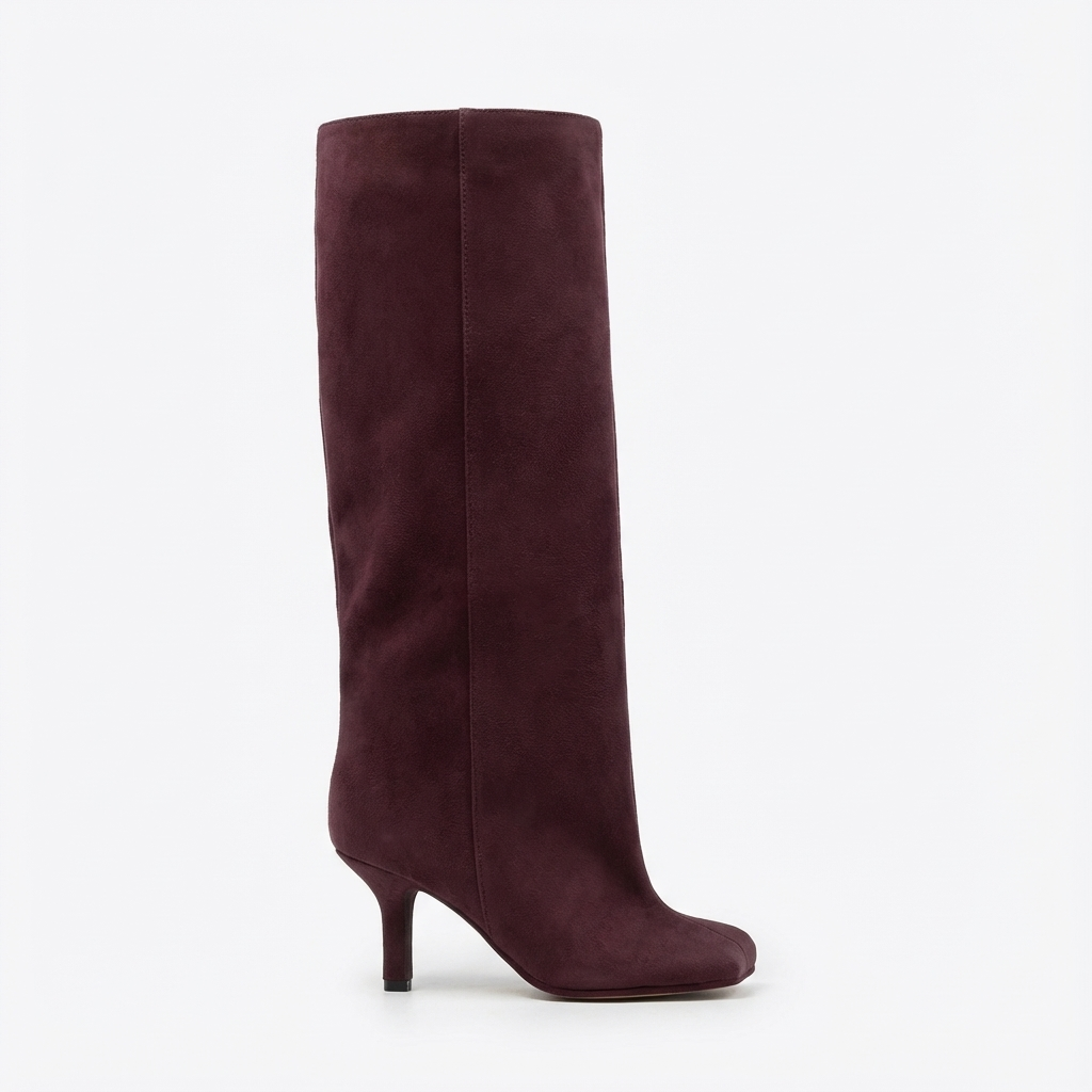 Botte haute marron foncé Daim Synthétique Femme - Talon aiguille