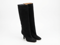 Botte haute noir Daim Synthétique Femme - Doublure camel, talon aiguille