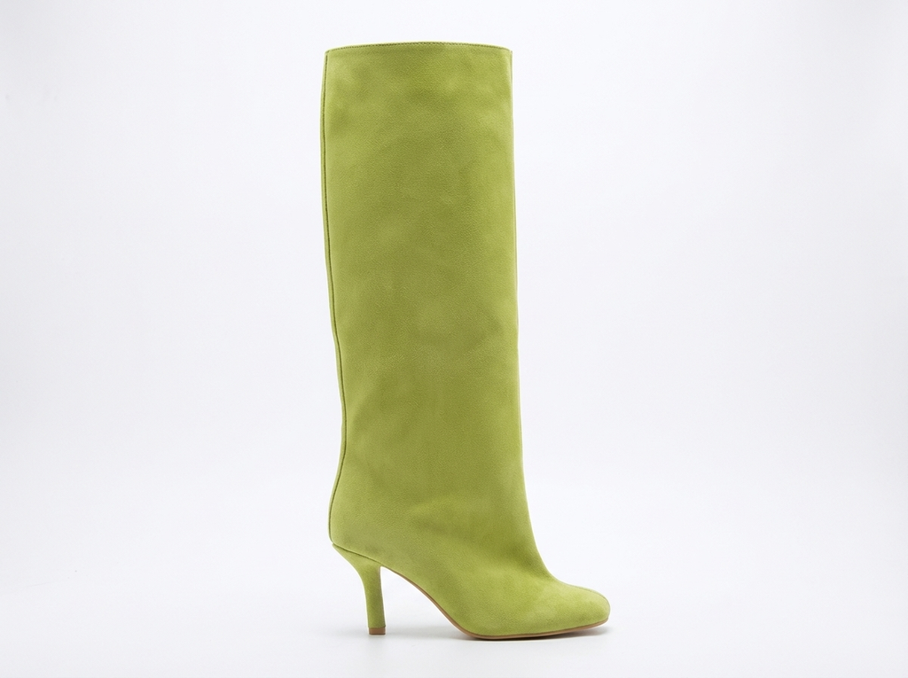 Botte haute vert Daim Synthétique Femme - Talon fin