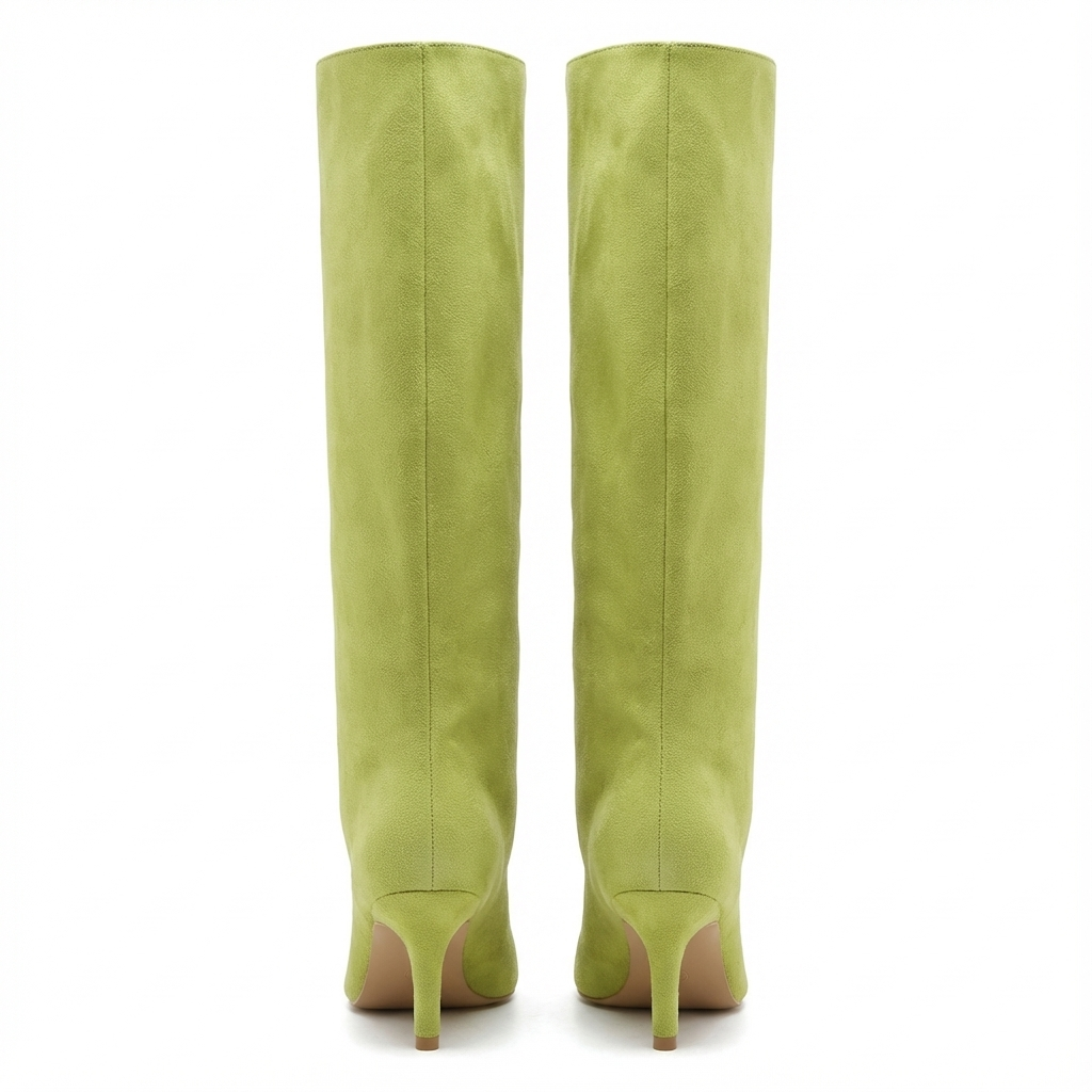 Botte haute vert Daim Synthétique Femme - Talon fin