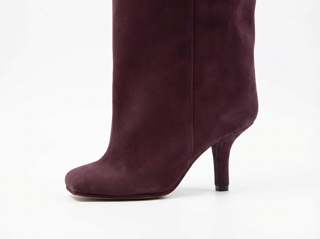 Botte haute violet Daim Synthétique Femme - Style sobre