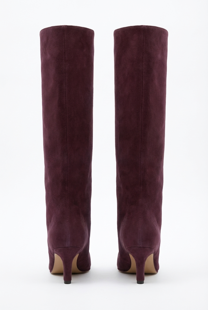 Botte haute violet Daim Synthétique Femme - Style sobre
