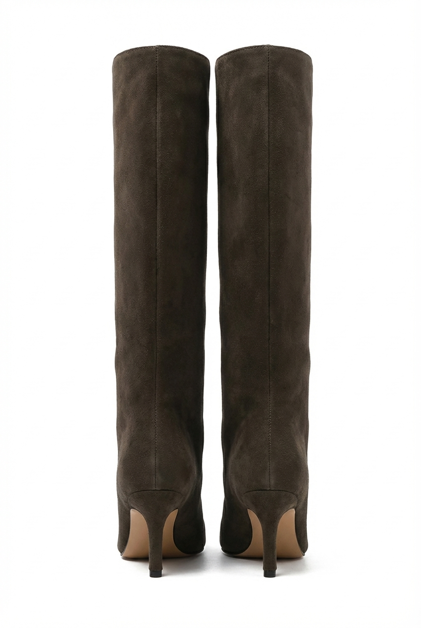 Botte haute marron Daim Synthétique Femme - Talon fin